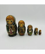 Matryoshka Nesting Doll Hand Painted  Wooden 5 Pieces Vintage