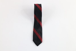 Vtg 40s 50s Rockabilly Hand Made Silk Striped 4 Fold Skinny Neck Tie Dress Tie - £23.45 GBP