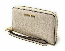 NWB Michael Kors Jet Set Travel Phone Wallet Wristlet Cream Leather Dust Bag FS - £66.46 GBP