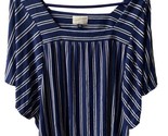 Universal Thread Striped Top Womens Size M Blue White Butterfly Square Neck - $7.67