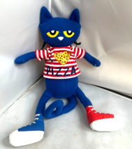 Pete the cat pizza party doll 12&quot; plush great condition multi color blue red EUC - $19.75