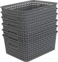 Classroom Organization Baskets, Pekky Grey Plastic Storage Baskets, 6 Packs. - £29.16 GBP