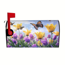 Abucaky Pink Flowers and Flying Butterfly Standard Size Mailbox Cover - ... - £6.82 GBP