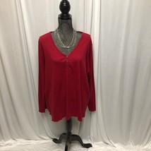 Fashion Bug Top Womens 30-32W Red Long Sleeve V-Neck Shirt - £9.84 GBP