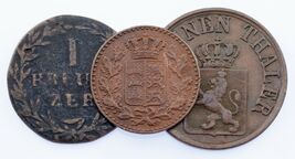 1815-1865 German States 3-Coin Lot Baden, Hesse-Cassel, Wurttemburg - $75.72