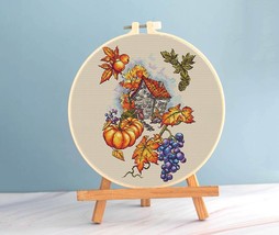 Grapes cross stitch autumn pattern pdf - Kitchen cross stitch vineyard c... - $11.99