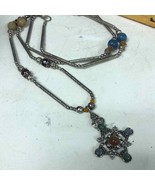 Vintage Robert Rise long pendant with 36” chain with stones - $36.31
