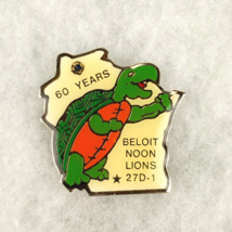 Vintage Beloit Wisconsin Noon Lions Club 27D-1 Turtle Metal Enamel Lapel Pin - £4.70 GBP