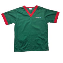 Green NHS Emergency Medicine Medium Scrub Top with Red Trim and Embroidered Logo - £19.15 GBP