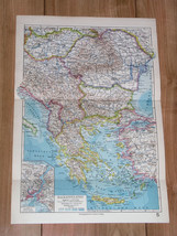 1928 Vintage Map Of Balkans Romania Yugoslavia Serbia Hungary Greece Bulgaria - £20.48 GBP