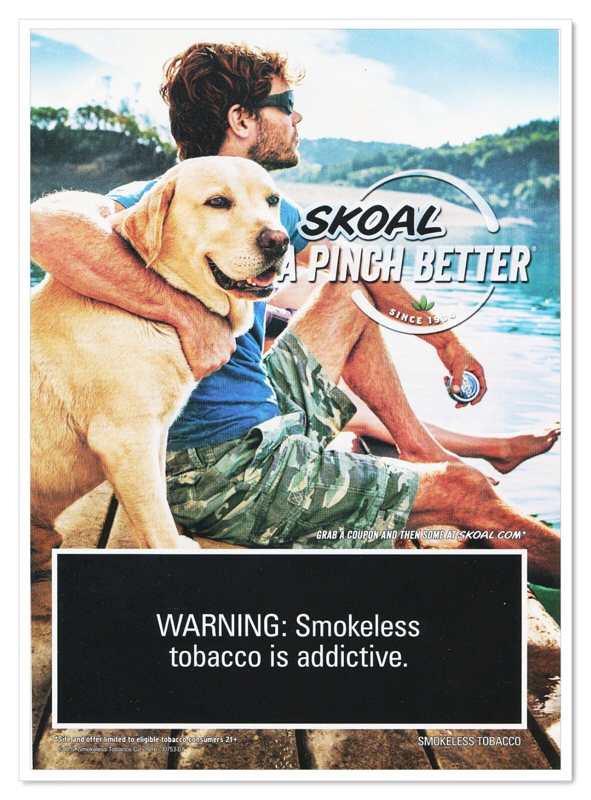 Skoal Smokeless Tobacco Pinch Better Man &amp; Dog 2016 Full-Page Print Maga... - $9.70