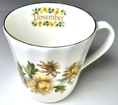 Royal Stuart Fine Bone China Floral Monthly Coffee Mug November Gold Tri... - $476.67 MXN