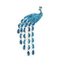 Vintage Peacock Lapel Collar Pin Corsage Brooch Women Jewelry Pearl Girl Gift  - £14.94 GBP