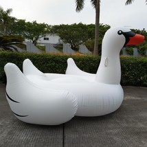 Outdoor Kids Adult Inflatable Flamingo White Swan Swim Ring for Pool Water Game - £40.01 GBP