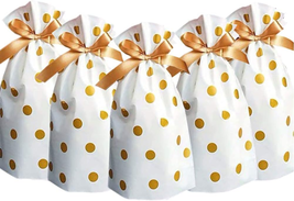 Treat Bags Party Favor Bags 24Pcs Gold Plastic Drawstring Candy Goodies Food Sto - £13.15 GBP