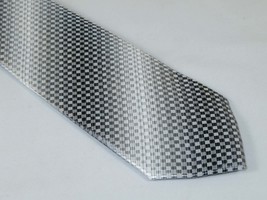 Men's Woven Tie Hankie Set J.Valintin Private Collection R79 White Gray Checker image 2