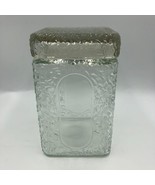 Vintage Textured Glass Container with Lid Square Peek a Boo Windows Kitchen - £19.31 GBP