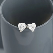 2Ct Heart Cut Lab Created Diamond Solitaire Stud Earrings 14K White Gold... - £97.67 GBP