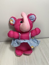 vintage nylon plush pink elephant with blue skirt bearded dragon lizard print - £7.90 GBP