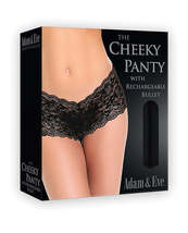 Adam &amp; Eve Cheeky Panty w/Rechargeable Bullet - Black - £36.98 GBP