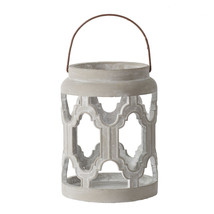 Gray Cement Cylindrical Candle Holder Lantern 12.5&quot; - £61.72 GBP