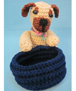 Amigurumi Pug Puppy Dog Basket Crochet Handmade Figurines Gifts by Bren - £23.49 GBP