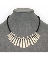 Retired Silpada NOD TO MOD Hammered Sterling Paddle Bib Leather Necklace... - £70.61 GBP