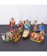 Vintage Christmas Nativity Lot Paper Mache Italy 9pc Holy Family Angel S... - £53.93 GBP
