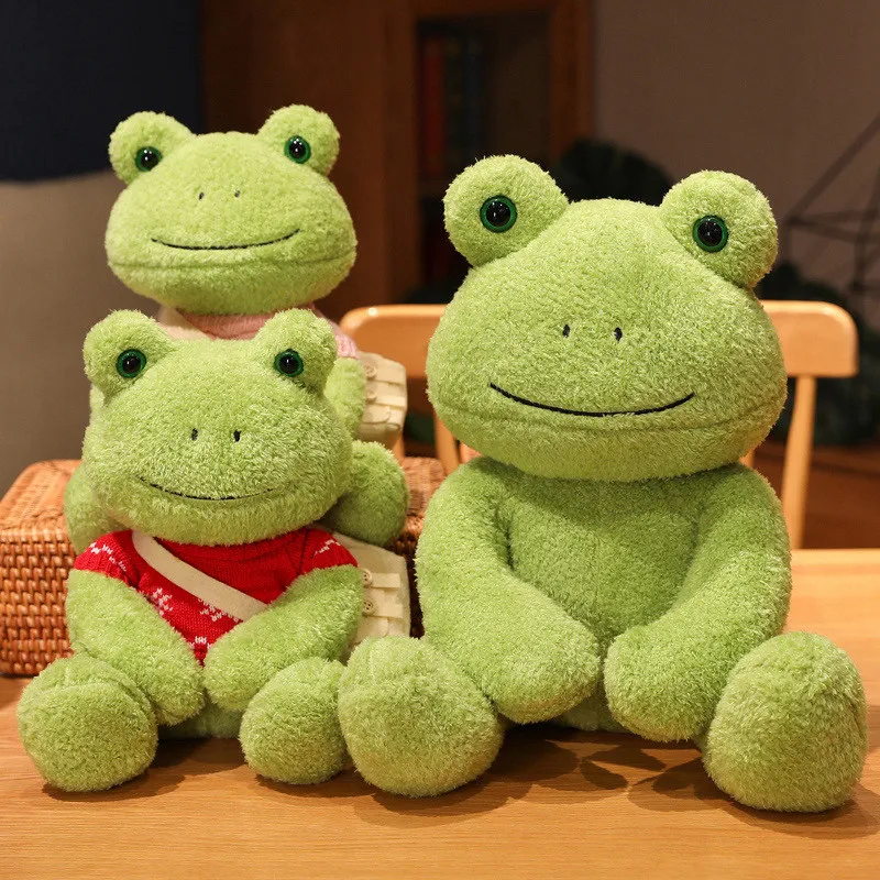 Cartoon Dressing Frog Plush Fluffy Frog Figure Pillows 2 - $13.00