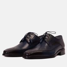 The Moon Navy Blue Leather Derby Men Shoe image 2