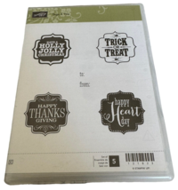 Stampin Up Cling Rubber Stamp Set Gift Tags 4 You Halloween Thanksgiving To From - £3.18 GBP