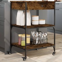  Kitchen Trolley Smoked Oak 23.6"x18.9"x35.2" Engineered Wood - $3,406.35 MXN