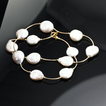 Very Charming 18&quot; Necklace Chain 22C 22K Yellow Gold &amp; White Natural Coin Pearls - £2,519.05 GBP