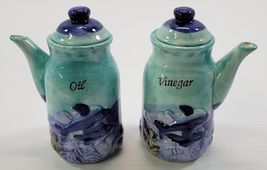 EE) Oil and Vinegar Porcelain Pour Bottles Cruet Set Dolphin Water Sea 4.5" - $11.87
