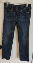 Womens 00 American Eagle Dark Blue Distressed Straight Denim Jeans - £14.87 GBP