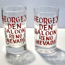 Lot of 2 George&#39;s Den Saloon Reno Nevada Bar Glass 8oz 4 1/8&quot; Tall Rare - £14.54 GBP