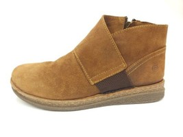 BORN Boots Sz 10 TORA Suede Leather Cognac Ankle Side Zip Booties Shoes ... - $49.45