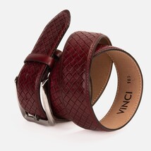 The Layla Burgundy Woven Pattern Leather Belt image 6