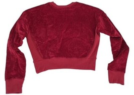 Champion XS Red Corduroy Velour Crop Sweatshirt Logo Pullover Womens image 7