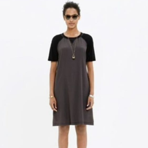 Madewell T-Shirt Mini Dress Gray Black Size XS Half Sleeve Zipper Back C... - $31.72