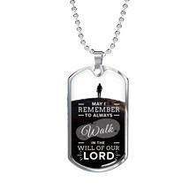 Walk In God&#39;s Will Inspirational Stainless Steel or 18k Gold Dog Tag 24&quot; Chain - £37.92 GBP+