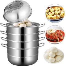 VEVOR Dumpling Steamer Stainless Steel 5 Titer for for Cook Soup, Noodles, Fishe - £101.09 GBP