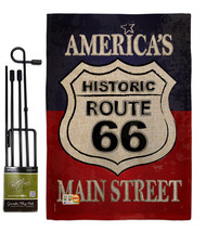 Route 66 Burlap - Impressions Decorative Metal Garden Pole Flag Set GS111059-DB - £27.15 GBP