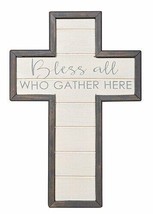 &quot;Bless All Who Gather Here&quot; Wall Cross Hanging 12&quot; Catholic Christian Ho... - £19.65 GBP