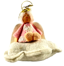 Felted Pink Angel on White Cloud Christmas Ornament 3.5&quot;H - $9.89