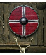 Medieval Leif Erikson Vikings Valhalla Authentic Battle worn Viking Shie... - £94.74 GBP