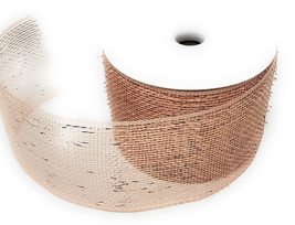 Trendy Christmas Holiday Rose Gold 4&quot; Metallic Deco Mesh Ribbon Roll (1) - £15.62 GBP