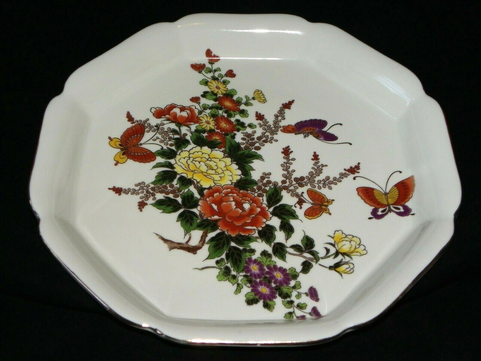 Otagiri 11.5" Platter with Flowers and Butterflies With Gold Trim Made in Japan - $34.99