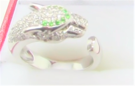 18CT WHITE GOLD PANTHER STYLE DIAMOND/TSAVORITE RING(personalised to order) - $3,100.00