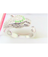 18CT WHITE GOLD PANTHER STYLE DIAMOND/TSAVORITE RING(personalised to order) - $3,100.00